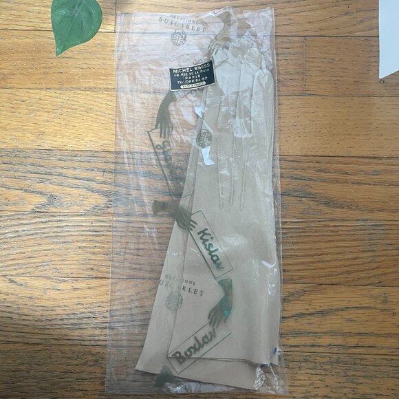 Vintage Kislav Gloves Suede Tan Size 6 11" NWT Made in France - Picture 11 of 11